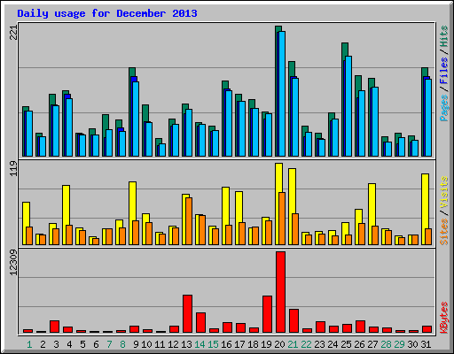 Daily usage for December 2013