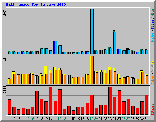 Daily usage for January 2019