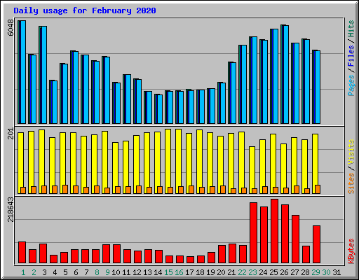 Daily usage for February 2020