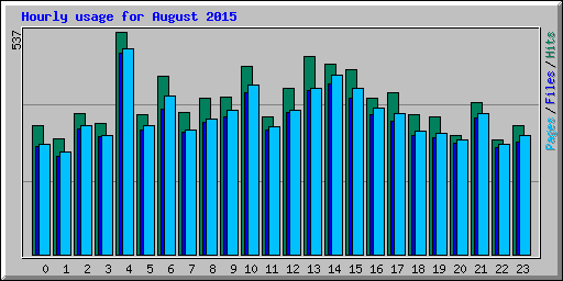 Hourly usage for August 2015